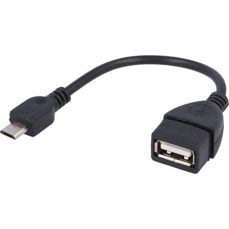 Cable- OTG.USB 2.0- USB A socle.USB B micro prise- nickele- noir