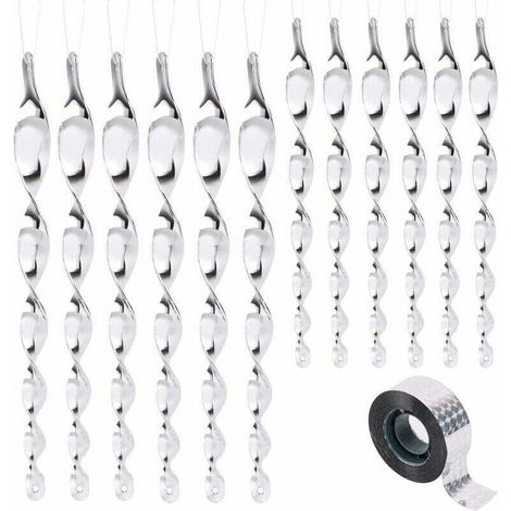 12er-Pack Vogelabwehrmittel mit 80 m Reflektorband, 30 cm 360-Grad-Vogelscheuchen, ideal, um Vögel von Balkonen und Obstbäumen fernzuhalten (1/4)