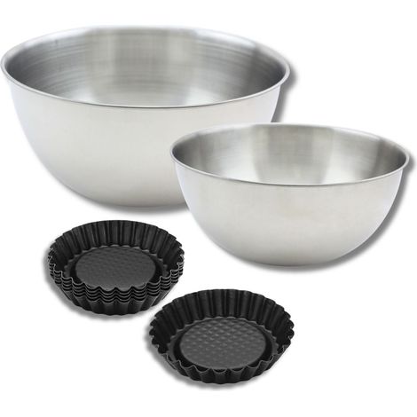 Ensemble avec 1 Lot de 6 moules à tartelettes, 1 spatule Zenker et 2 bols à mixer en inox Fackelmann (1/5)