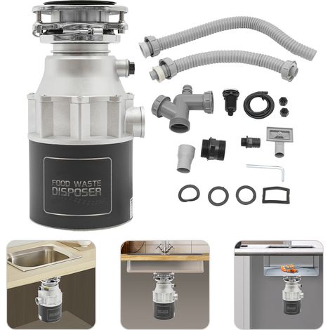 Senderpick – Broyeur de déchets de cuisine 560 W – Moteur puissant 3/4 hp – Pare-éclaboussures amovible – Raccord pour lave-vaisselle