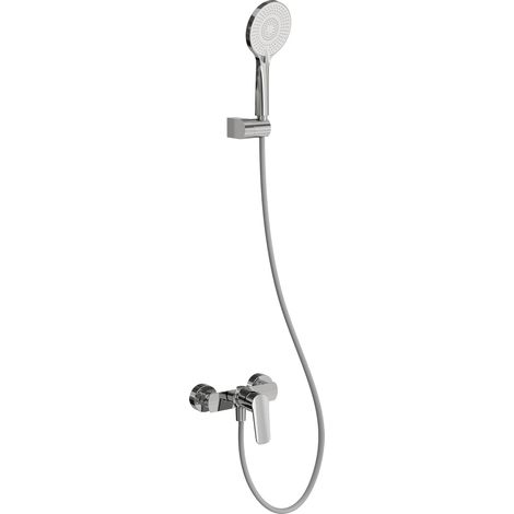 EVERSTEIN Duscharmatur Regendusche Komplettset Chrom Messing: Duschset Brausegarnitur Handbrause Duschstange Brauseset G1/2 Kopfbrause Badezimmer Modern Mischbatterie Wandmontage Duschanlage Glanz