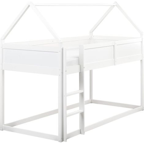 Mid Sleeper Bed House Pine Wood DIENNE 90 x 200 cm (EU Single) White (1/5)