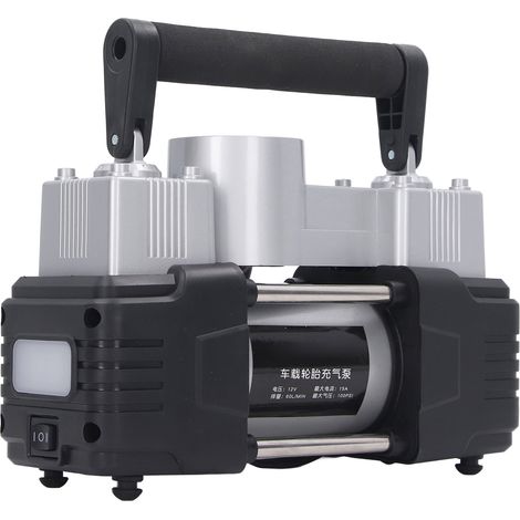Gonfleur de pneus de voiture portable haute pression à double cylindre 12 V, compresseur d'air, pompe robuste, pompe à air pour voiture à 30 cylindres (1/5)