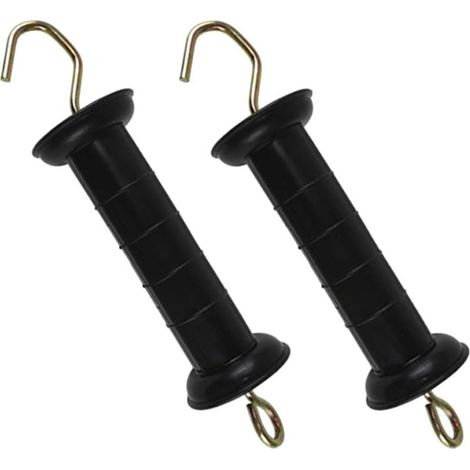 Poignée isolée en 2 parties pour clôture électrique, poignée de portail électrique en plastique noir, 25 cm, accessoire de sécurité pour clôtures de jardin, de ferme et pour chevaux.