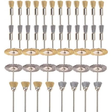 Brosses de forage en fil d\'acier inoxydable et laiton - CHANGM - 44 pièces - Nettoyage et polissage (1/3)