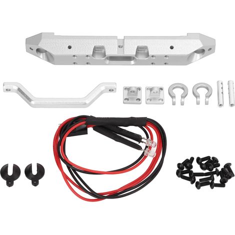 Ensemble Pare-choc Avant et Phares en Alliage d'Aluminium pour Voiture RC Crawler 1/24 AXIAL SCX24 - Argent (1/5)