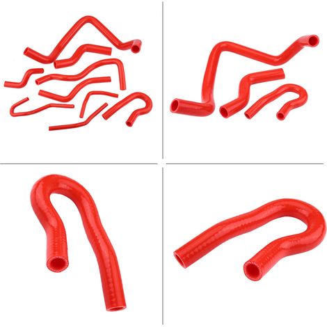 Kit de 9 durites de radiateur en silicone rouge pour Honda Civic D15 D16 SOHC EG/EK 1992-2000 (1/5)