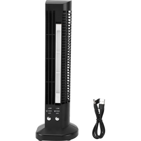 Ortviai Ventilateur de bureau sans pale, tour design compact avec lampe intégrée, noir, USB, silencieux (1/5)
