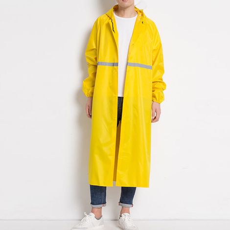 Poncho imperméable épais jaune XXL, veste de pluie longue réfléchissante réutilisable pour extérieur, coupe-vent élégant (1/5)
