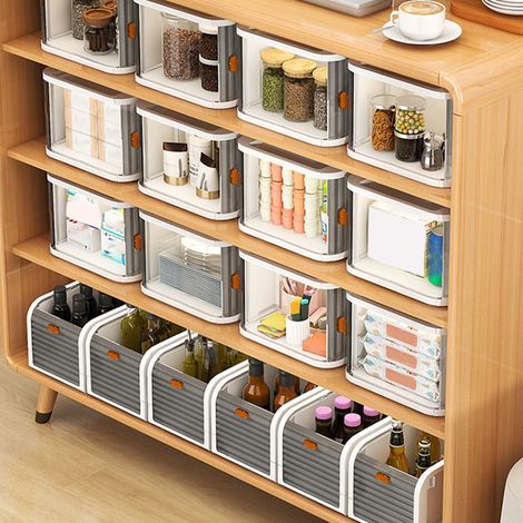 Kleiner, stapelbarer Schreibtisch-Organizer fürs Wohnzimmer, ideal zur Aufbewahrung von Kleinigkeiten, Taschentüchern und anderen faltbaren Gegenständen. Minimalistisches Design, 2er-Set. (1/5)