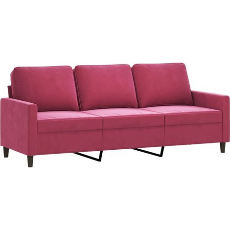 Canapé à 3 places,Sofa pour Salon,Banquette Rouge bordeaux 180 cm Velours CFW231973 (1/5)
