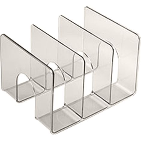 Divisorio verticale trasparente per libri da scrivania - 3 scomparti - Organizzatore per libri - 20,5 x 27 x 17 cm - Grigio (1/4)