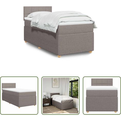 vidaXL Surmatelas -  Sommier à lattes de lit avec matelas Taupe 90x190 cm Tissu (1/5)