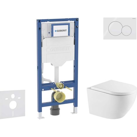 Geberit Duofix - Set de bâti-support, cuvette Oudee et abattant softclose, plaque de déclenchement Sigma01, blanc alpin SANI11CA31128