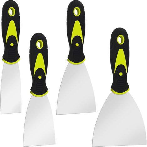 Lot de 4 Jeu de Spatules, Couteau à Enduire avec Spatule à Manche en Acier Inoxydable, Rayures de Couteau à Palette, Spatule Bricolage pour Décoration Enlèvement de Peinture (1,5", 2,5", 3", 4") (1/5)
