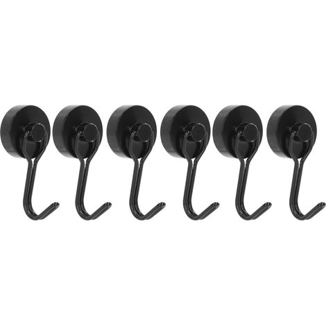 Set mit 6 um 180° drehbaren Magnethaken, kein Bohren erforderlich, schwarze Dekoroberfläche, Tragkraft 0-15 kg (1/5)