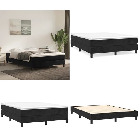 Bettgestell ohne Matratze Schwarz 140x200 cm Samt - Samtbett - Doppelbett - Boxspringbetten - Bettgestell - Schwarzes Bett - Home & Living (1/5)