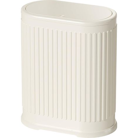 Poubelle de cuisine avec couvercle, poubelle fine en acier inoxydable de 15 litres/4 gallons pour salon, cuisine, bureau, chambre à coucher (crème)