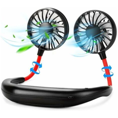Ventilateur de cou portable (noir) - Lot de 2 - 2000 mAh (1/5)