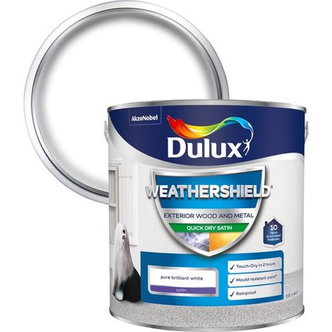 Dulux Weathershield Exterior Satin - Pure Brilliant White - 2.5 Litre