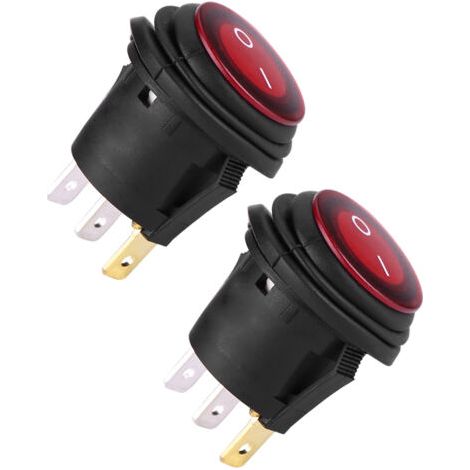 DEESSE SHOP-2pcs lumière LED rouge 12V / 24V universel 20A 3Pin voiture auto bateau rond interrupteur à bascule marche-arrêt (1/5)