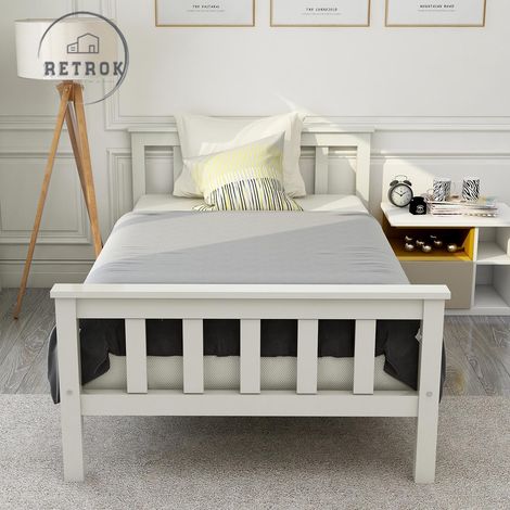Lit individuel en bois massif - Pin massif Blanc (90x200 cm) (1/5)