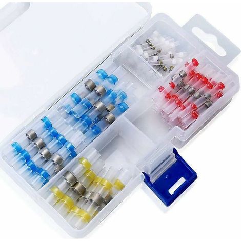 Joint de Soudure Connecteur de Fil, Thermorétractables Souder Bout à Bout Seal Connecteurs Electriques Isolés Etanche Marine Marine Automobile Cuivre (35Red 30Bleu 25Blanc 10Jaunes) 100PCS (1/5)