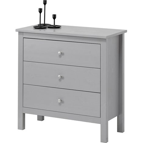 Settimino in legno Massello 3 Cassetti verniciato Grigio - Dimensioni 75 x 37 x 75 h. cm (1/3)