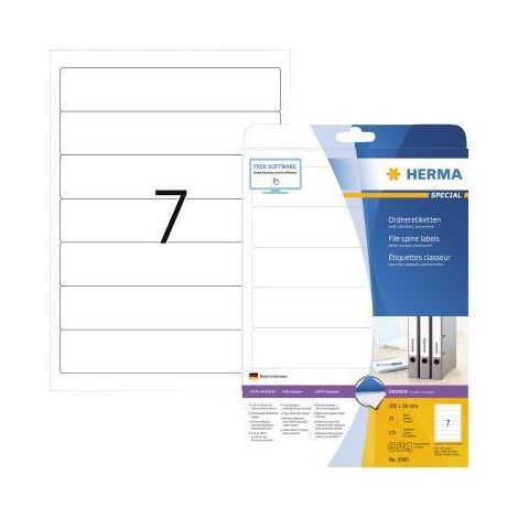Herma Etiq. classeur      192X38 25f. DIN A4 175 pcs blanc   5090 (1/3)