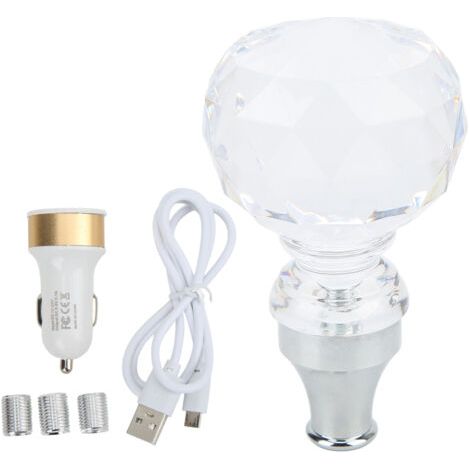 FOREHILL Pommeau de levier de vitesse universel en acrylique à LED en forme de boule de cristal colorée, prise en main confortable, tête de levier de vitesse pour transmission manuelle (1/4)