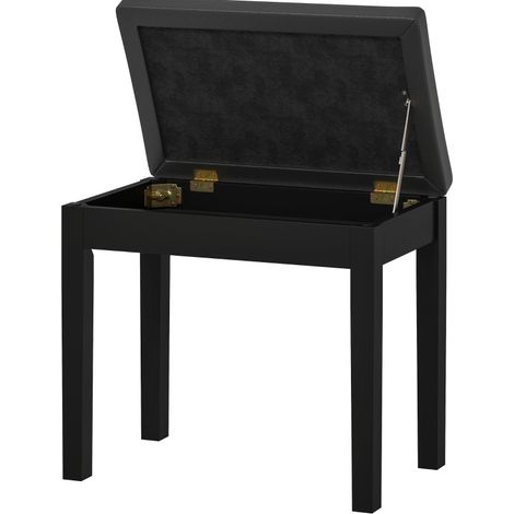 Panca per pianoforte con vano contenitore in similpelle nera 55 x 34 x 50 cm (1/5)