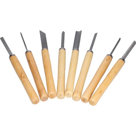 Jeu de 8 ciseaux à bois HSS, outils de tournage à rainure, gouges de sculpture pour menuiserie, accessoires de coupe professionnels. (1/5)