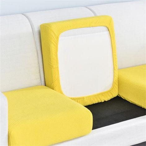 Housse De Coussin De Canapé - Élastique Haute Résilience - Protection Antitache Pour Siège Intérieur Ou Extérieur - Jaune - 1 Pièce (1/4)