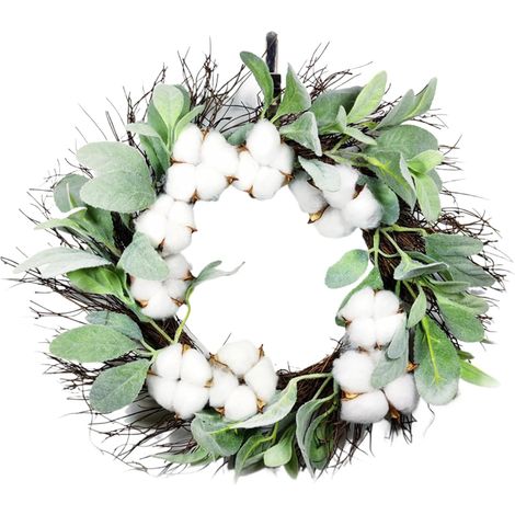 Corona rústica de enredaderas de algodón – 40 cm (15,75 pulgadas), para puerta/pared/exterior, ideal para fiestas. (1/4)