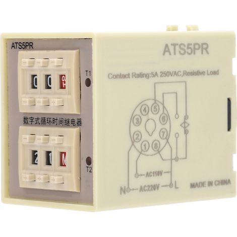 ATS5PR Digitales Zeitrelais mit flexibler Einstellung, Zyklusverzögerung, Zeitrelaismodul (AC380V) (1/5)