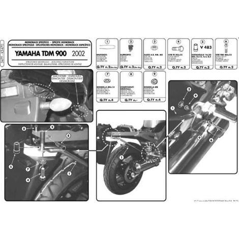 Cadre de top case Kappa pour Yamaha TDM 900 (02-14) (sans plaque)