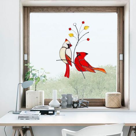 Hängende Dekoration aus Zinklegierung in Form eines Kardinals für Fenster, Büro oder Garten (1/5)