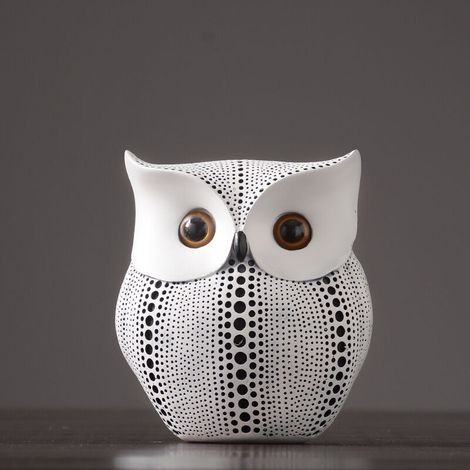 Sculpture de chouette à pois de style nordique - Statue de hibou en résine - Artisanat pour chambre à coucher, bureau, maison, ornement de chouette, oiseaux, amoureux des animaux , (1/5)