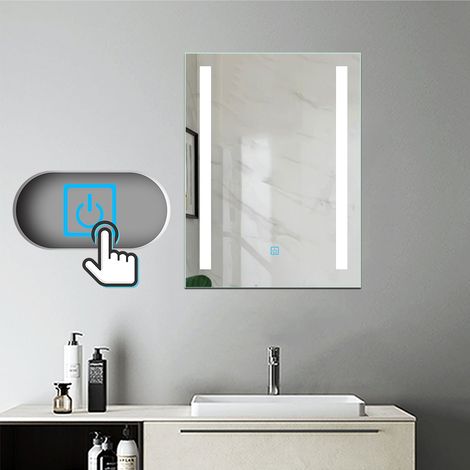 Miroir salle de bain 80x60cm anti-buée Mural Lumière Illumination avec éclairage LED (1/5)