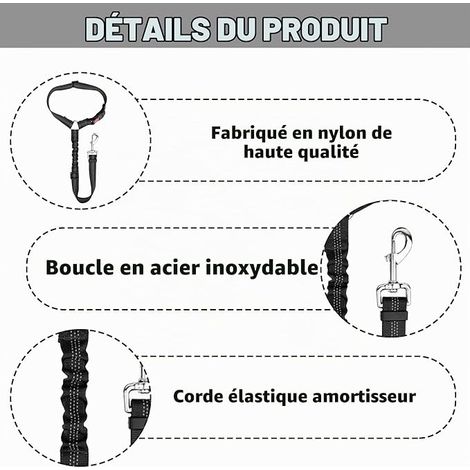 Universal Car Seat Belt for Dogs and Cats with Shock Absorption, Adjustable from 28 to 33 Inches, Black (1/4)