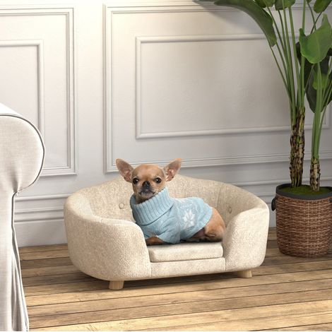 Divanetto per cane con cuscino, 70 x 47 x 30 cm, bianco crema DESVIAE (1/5)