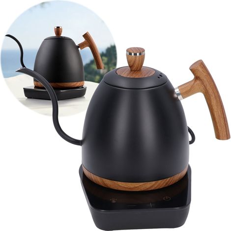 Bouilloire électrique thermostatique en acier inoxydable 304, cafetière/théière à contrôle de température, noire (1/5)