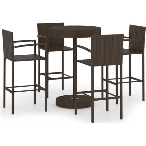 Hommoo Conjunto de bar para jardin 5 piezas ratan sintetico marron (1/5)