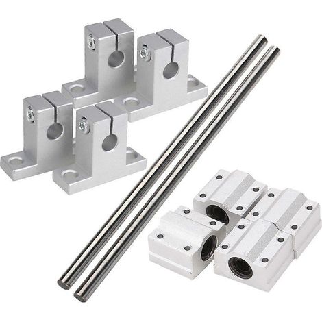 Juego de soportes para rieles de varilla con cojinete de bolas de movimiento lineal horizontal de 8 mm de diámetro y eje lineal de 200 mm.