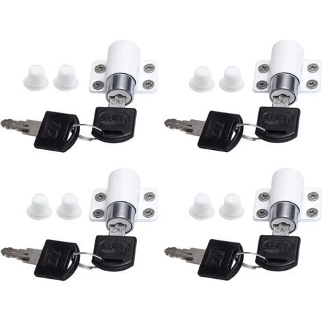 4pcs Verrous de Fenêtre Porte Coulissante Patio Embrailleur Bloc Baie Vitrée Coulissante Verrouillage Coulissant Serrure Porte Coulissant Restricteur avec Clé,Blanc (1/5)