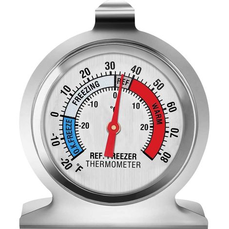 Thermomètre pour réfrigérateur, thermomètre pour congélateur à grand cadran, thermomètre de température pour réfrigérateur, congélateur et glacière (1 pièce) (1/5)