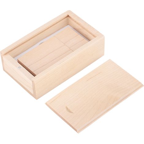 Clé USB 2.0 en Bois d'Érable Design Minimaliste Boîte Carrée Mémoire Flash 32 Go (1/5)