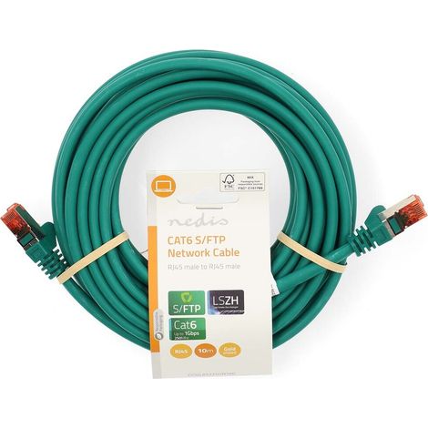 Nedis CAT6-Netzwerkkabel / RJ45 Stecker / RJ45 Stecker / S/FTP / 10.0 m / Rund / LSZH / Grün / Label