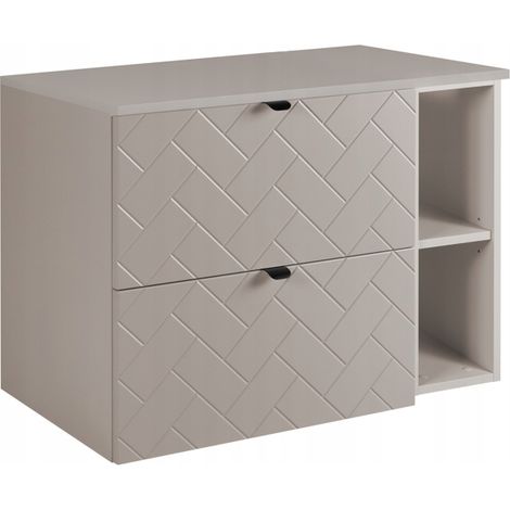 Rodan Waschbeckenunterschrank 80 cm, Beige Matt, 46 x 80 x 62,3 cm, mit Waschtischplatte und beigem Badregal, feuchtraumgeeignet, Badmöbel