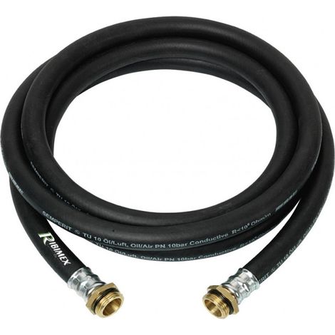 Ribimex – Tuyau gaz pour pistolet gasoil automatique 4m – Raccord tournant 1" en laiton – Caoutchouc flexible – Pression nominale PN (1/5)